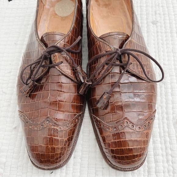 🚫Sold🚫 Vintage New & Lingwood Caramel Cap-Toe Quarter-Brogue Oxfords Size 10 - Picture 2 of 6